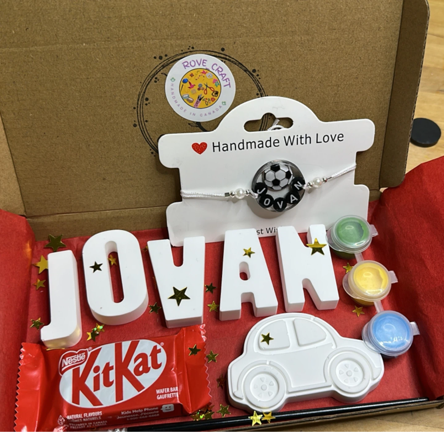 Handmade Craft Kit with Name & Rakhi/Bracelet