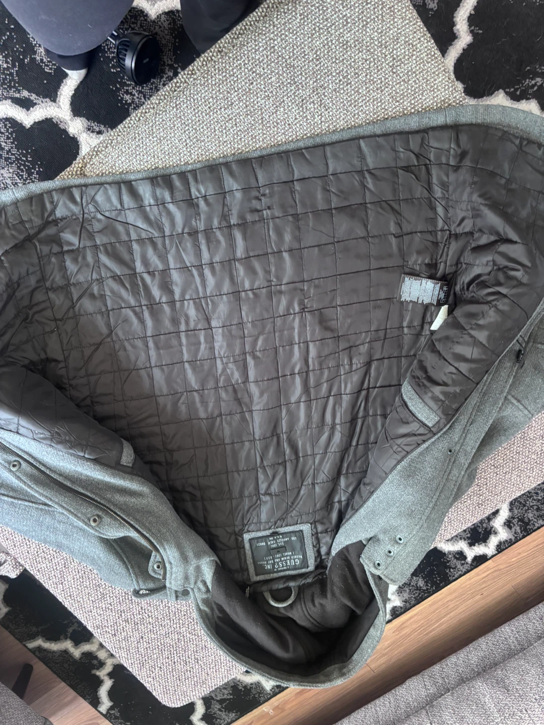 Guess Men's Grey Wool Blend Hooded Jacket - photo 2