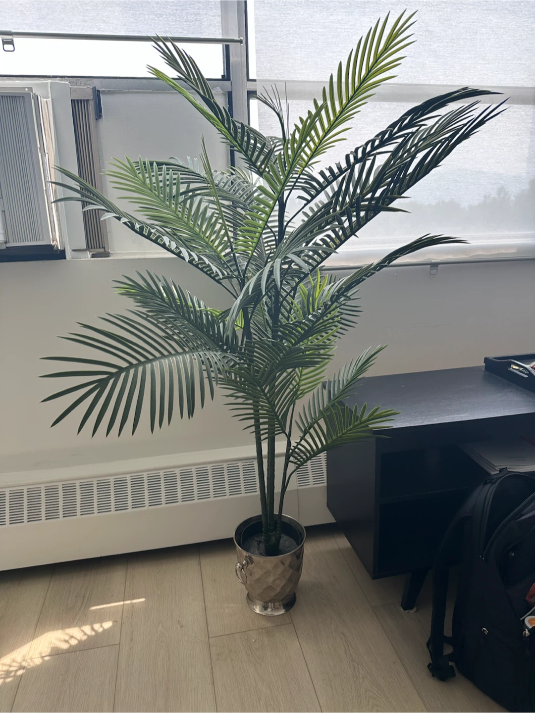 Artificial Palm Tree Plant in Silver Pot