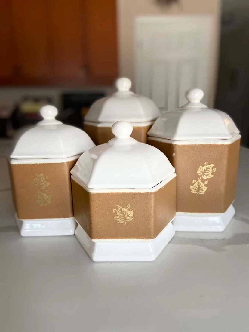 Set of 4 Vintage Ceramic Canisters