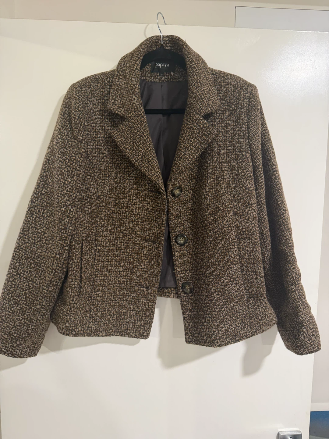 Papaya Tweed Blazer Jacket