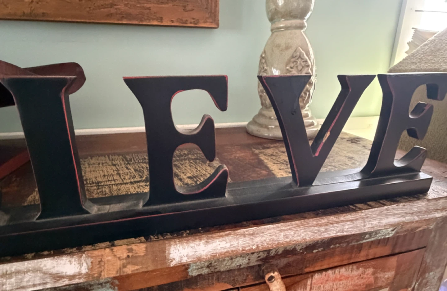 Wooden "BELIEVE" Sign - photo 3