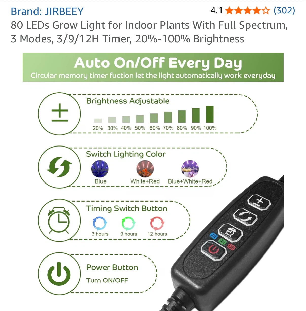 JIRBEEY 80 LEDs Indoor Plant Grow Light - photo 5