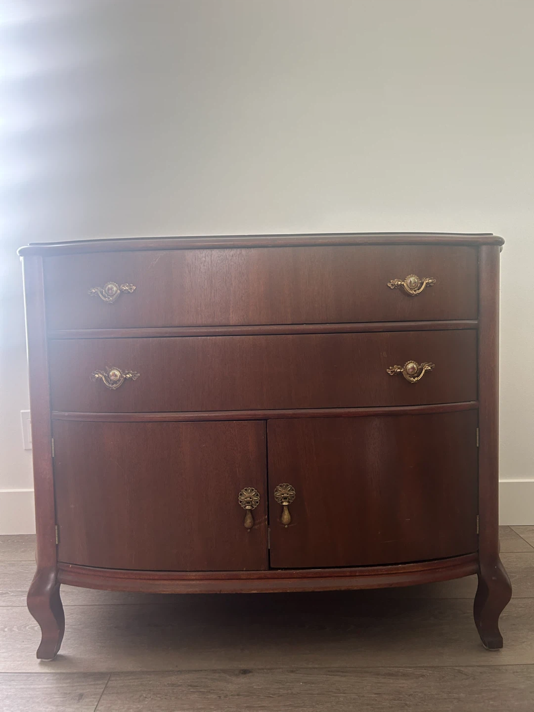 PENDING: Vintage Wooden Dresser with Drawers and Cabinet