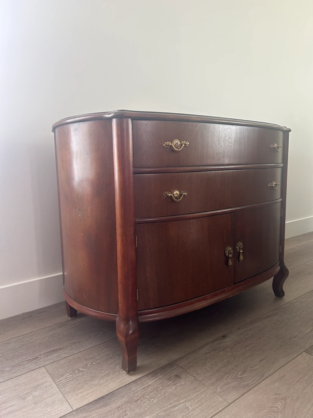 PENDING: Vintage Wooden Dresser with Drawers and Cabinet - photo 2