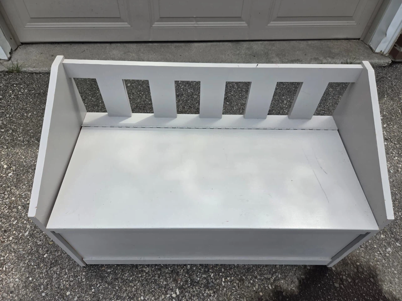 Grey Wooden Storage Bench / Toy Chest with Slatted Back