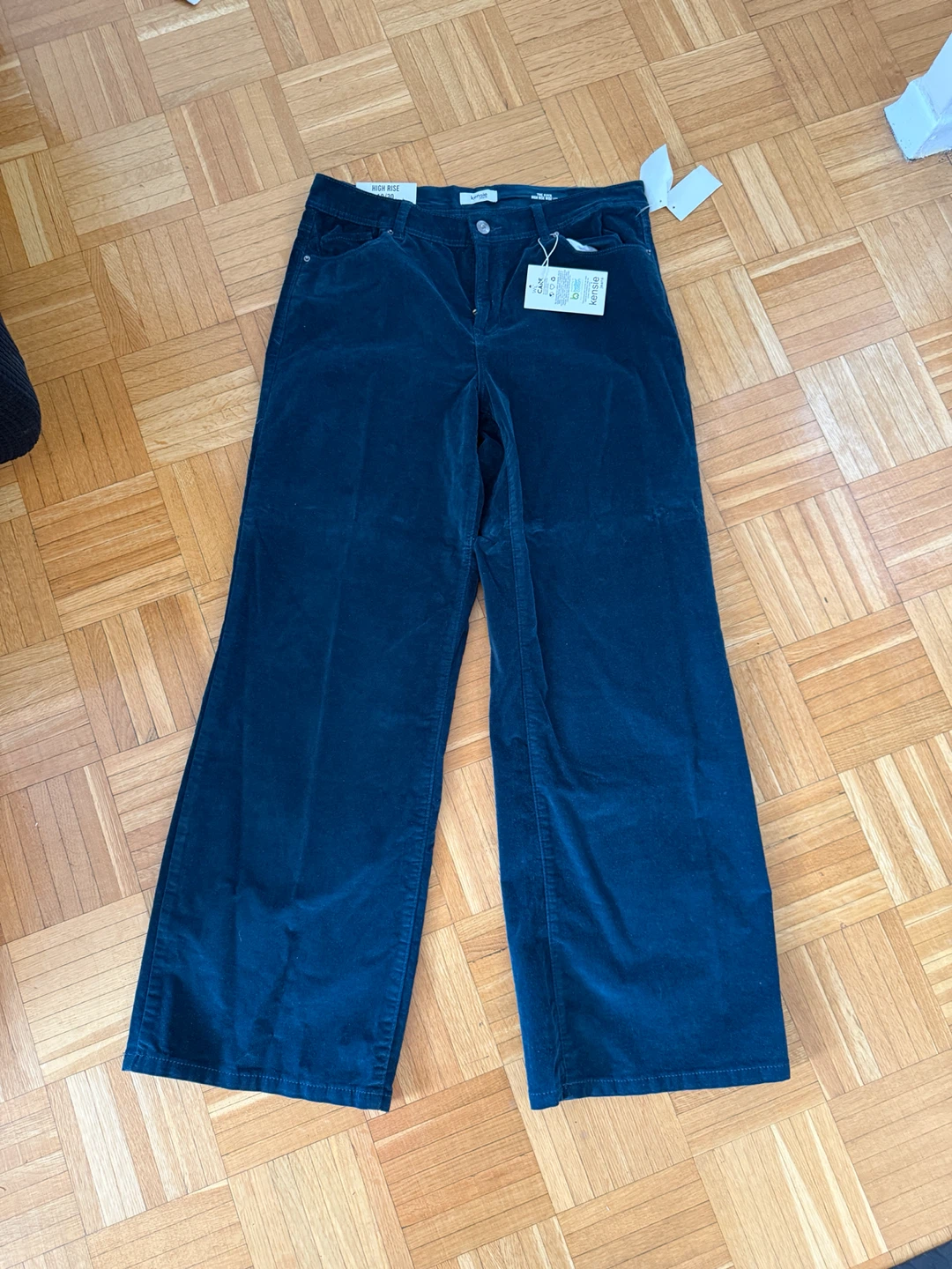 High Rise Wide Leg Corduroy Pants, Blue-Green, 10/30 - photo 3