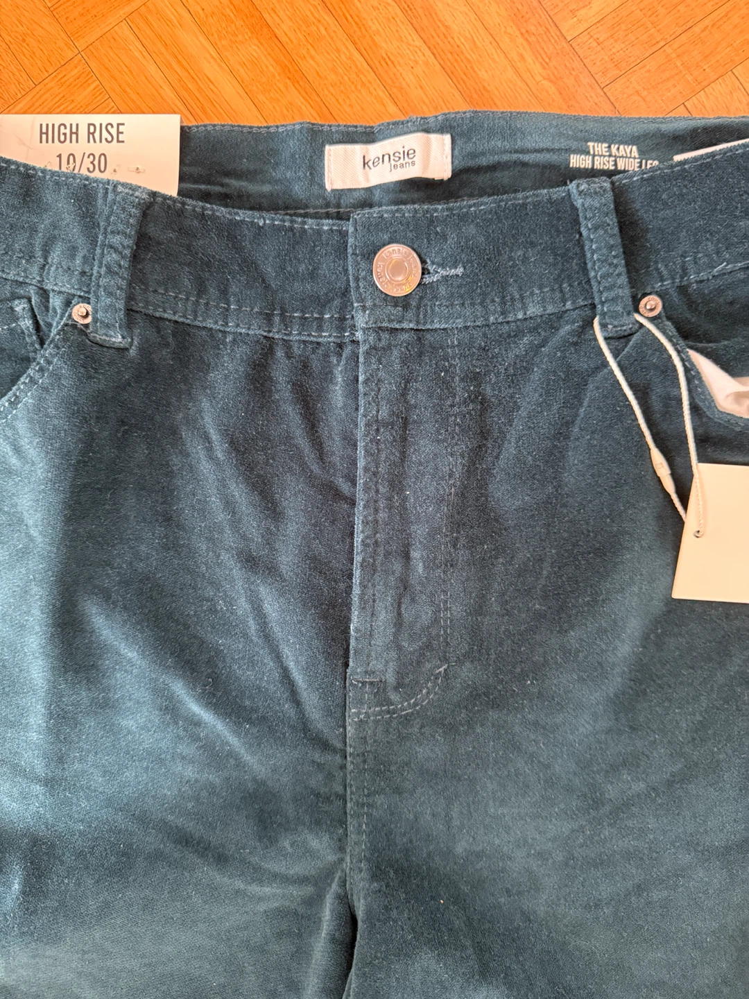 High Rise Wide Leg Corduroy Pants, Blue-Green, 10/30 - photo 5