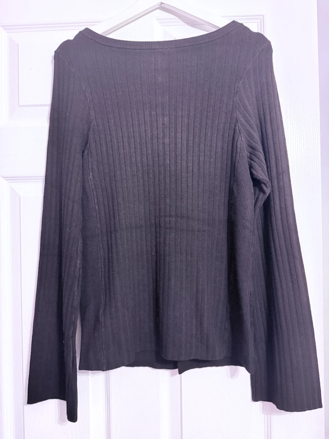 Free People Black Ribbed Button-Up Cardigan Sweater XL - photo 3