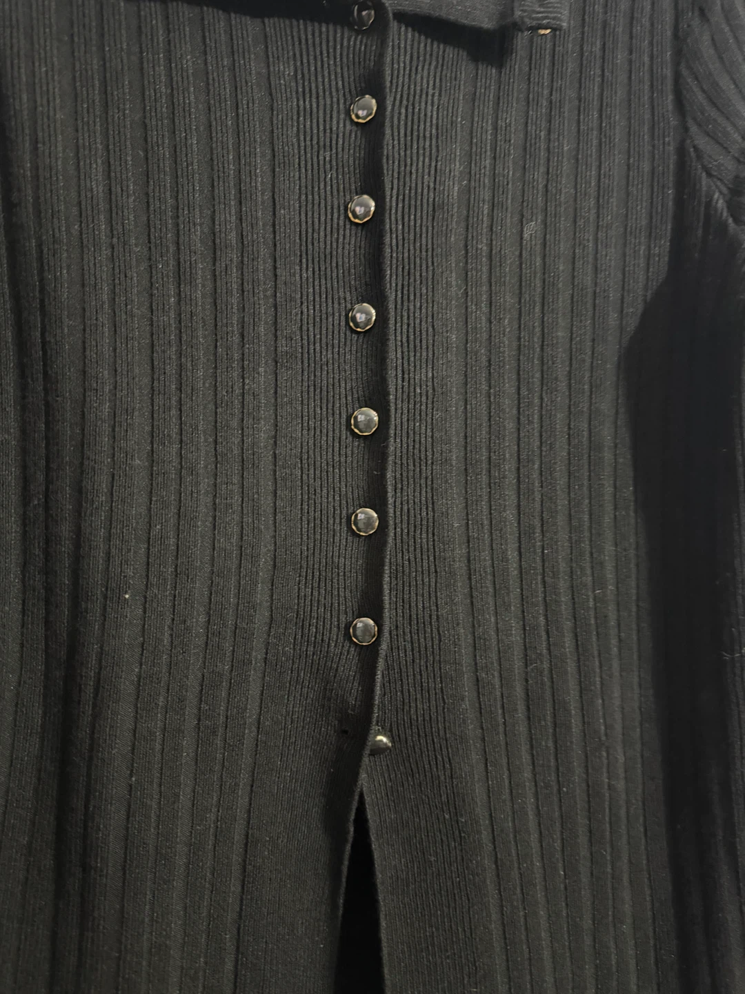 Free People Black Ribbed Button-Up Cardigan Sweater XL - photo 4