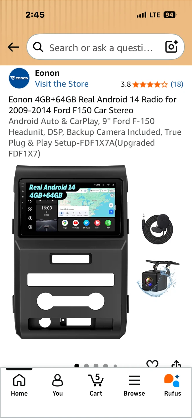 Eonon 4GB+64GB Android 14 Radio for Ford F-150 - photo 2
