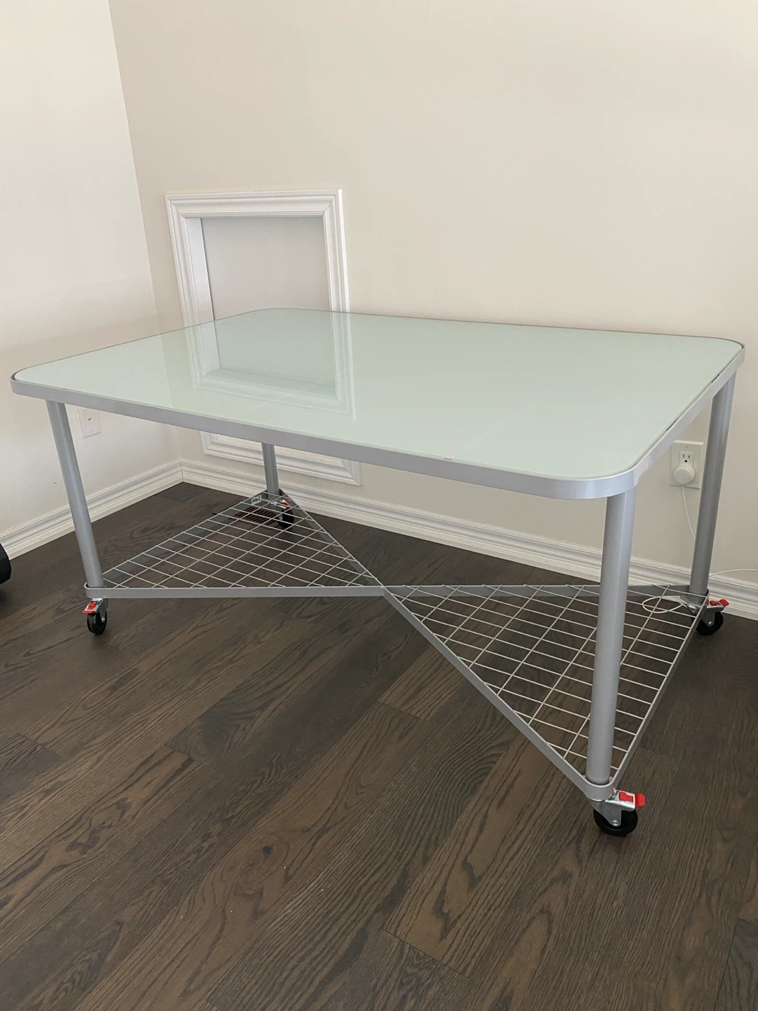 Rare Vintage IKEA Moment Glass Desk Table by Niels Gammelgaard