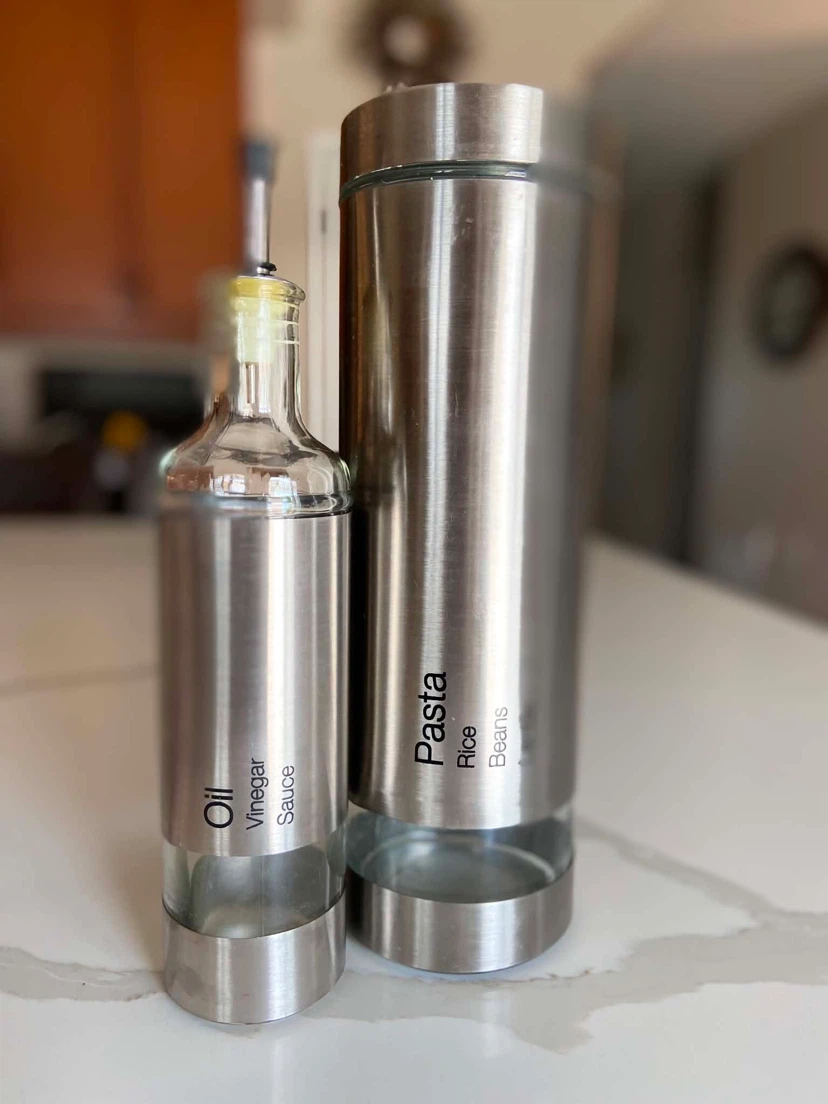Oil Vinegar Sauce Dispenser Bottle and Kitchen Canister Set
