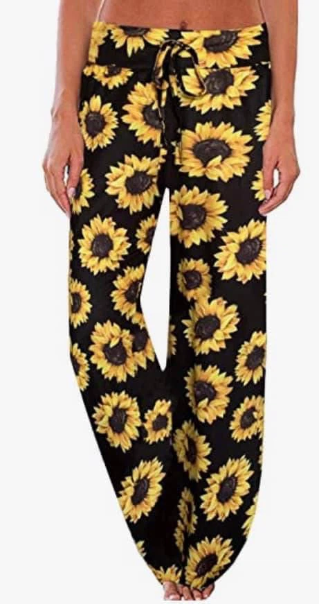 Sunflower Print Palazzo Pants