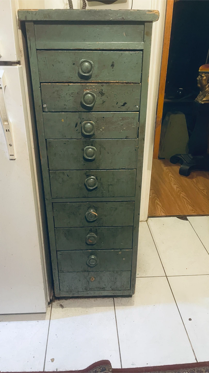 Vintage Green Multi-Drawer Cabinet
