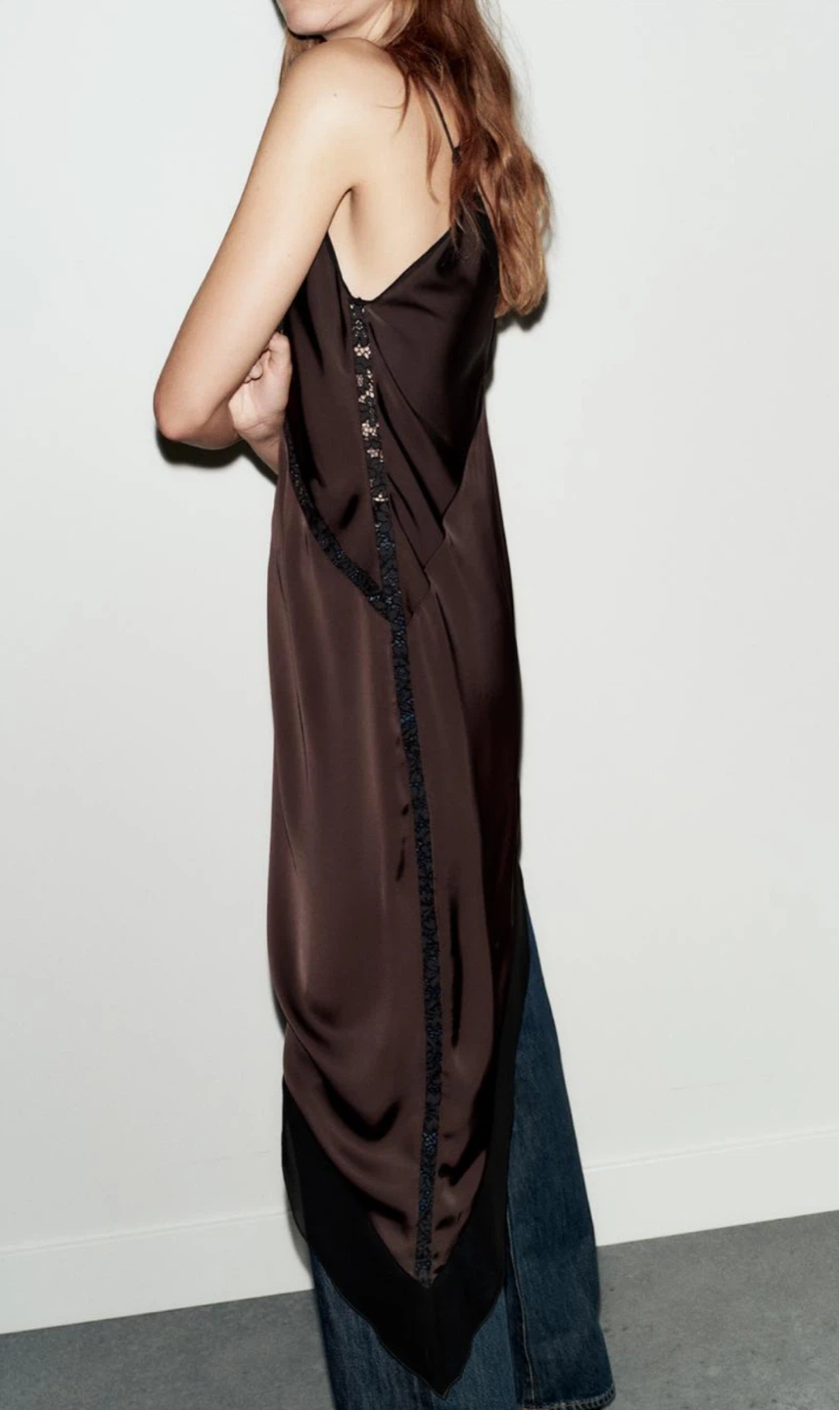 New Zara Asymmetrical Satin Slip Dress - photo 2