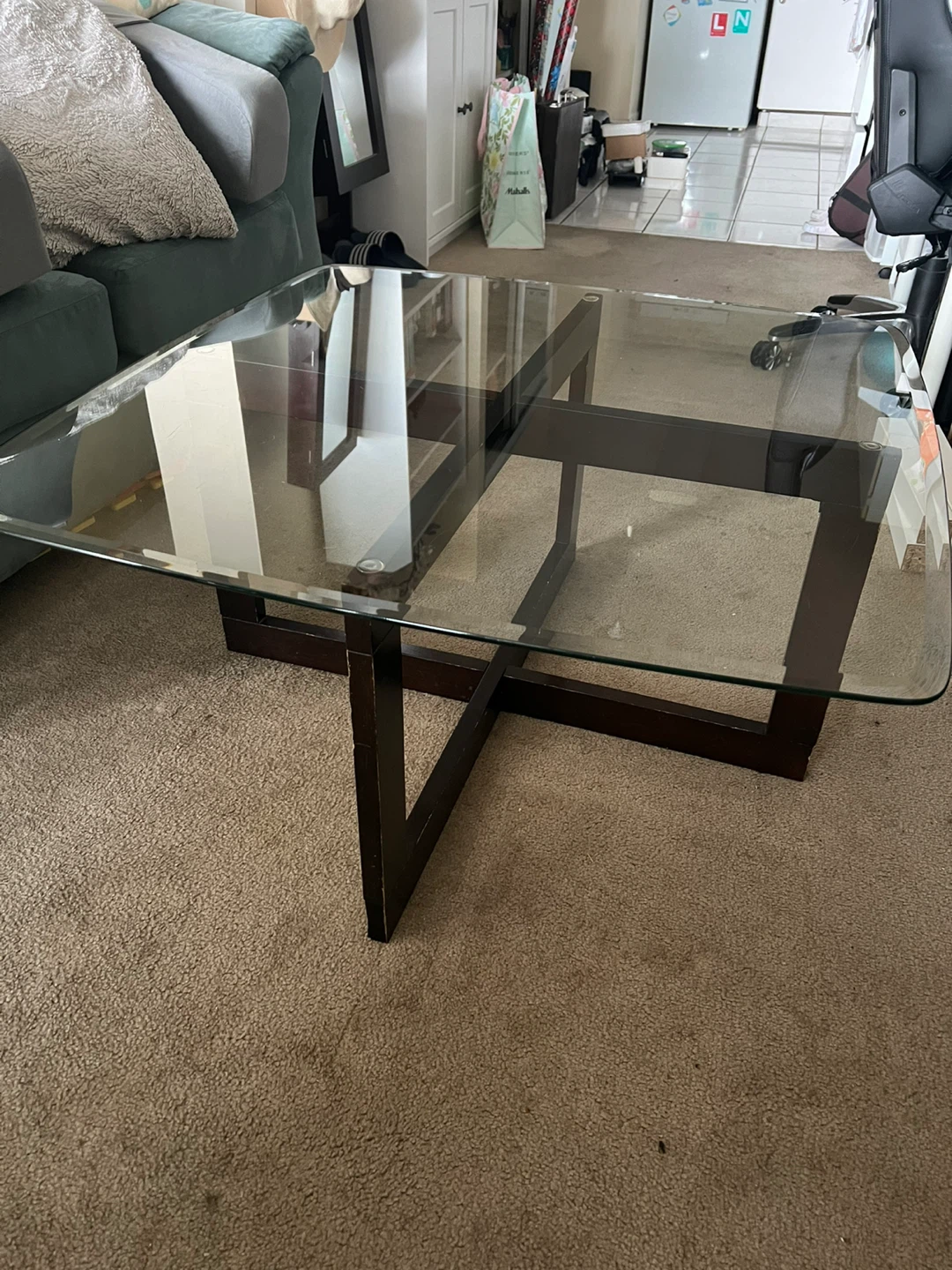 Glass coffee table