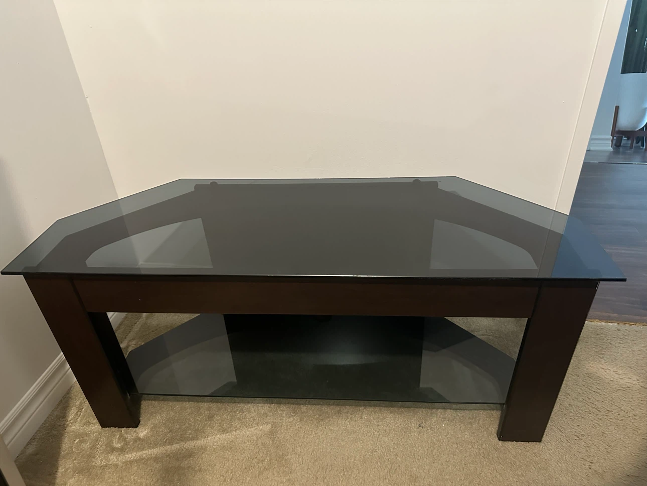 Corner Glass Top TV Stand