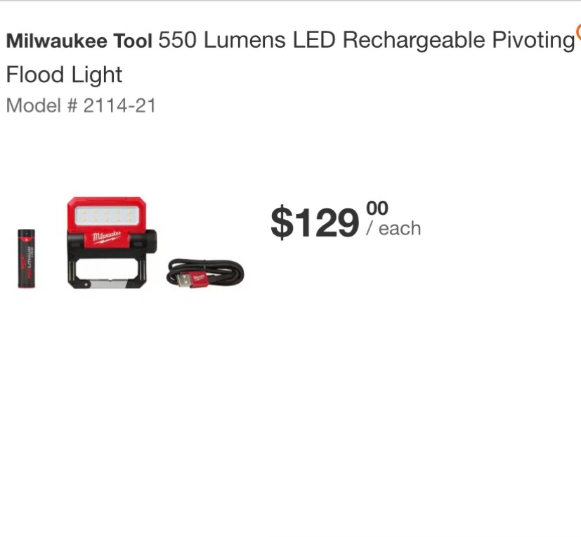 Milwaukee Tool 550 Lumens LED Rechargeable Flood Light