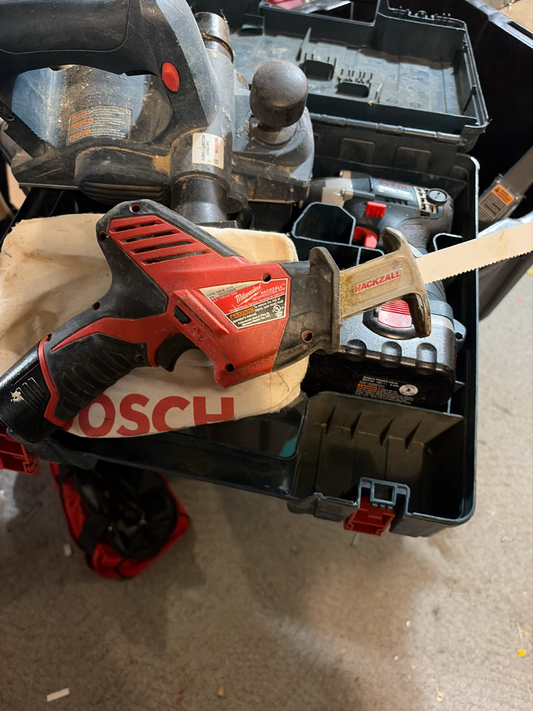 Bosch drill/driver and planer, 12V Milwaukee reciprocating saw