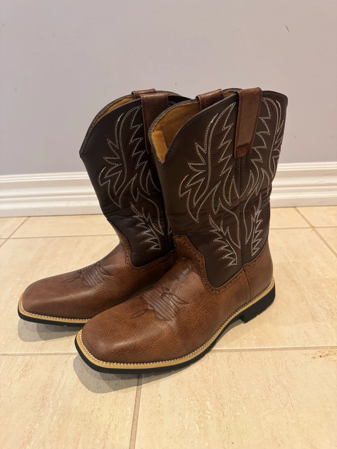 Brown Cowboy Boots with White Stitching - photo 3