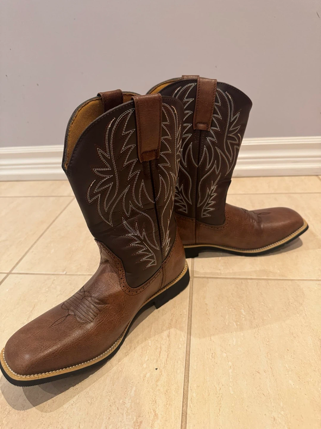 Brown Cowboy Boots with White Stitching - photo 4