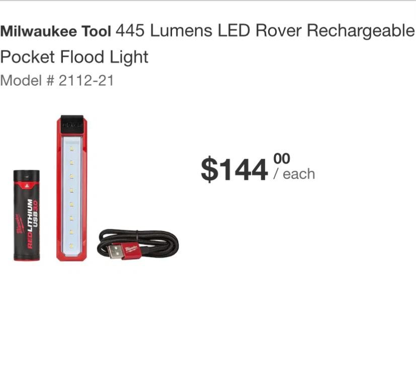 Milwaukee 445 Lumens  Flood Light