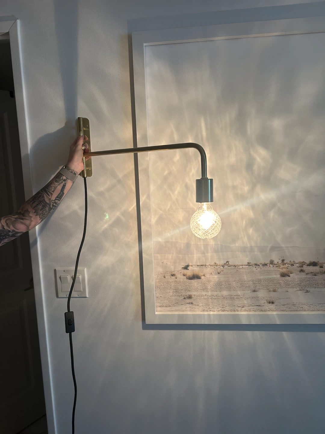CB2 Brass Swinging Arm Wall Lamps