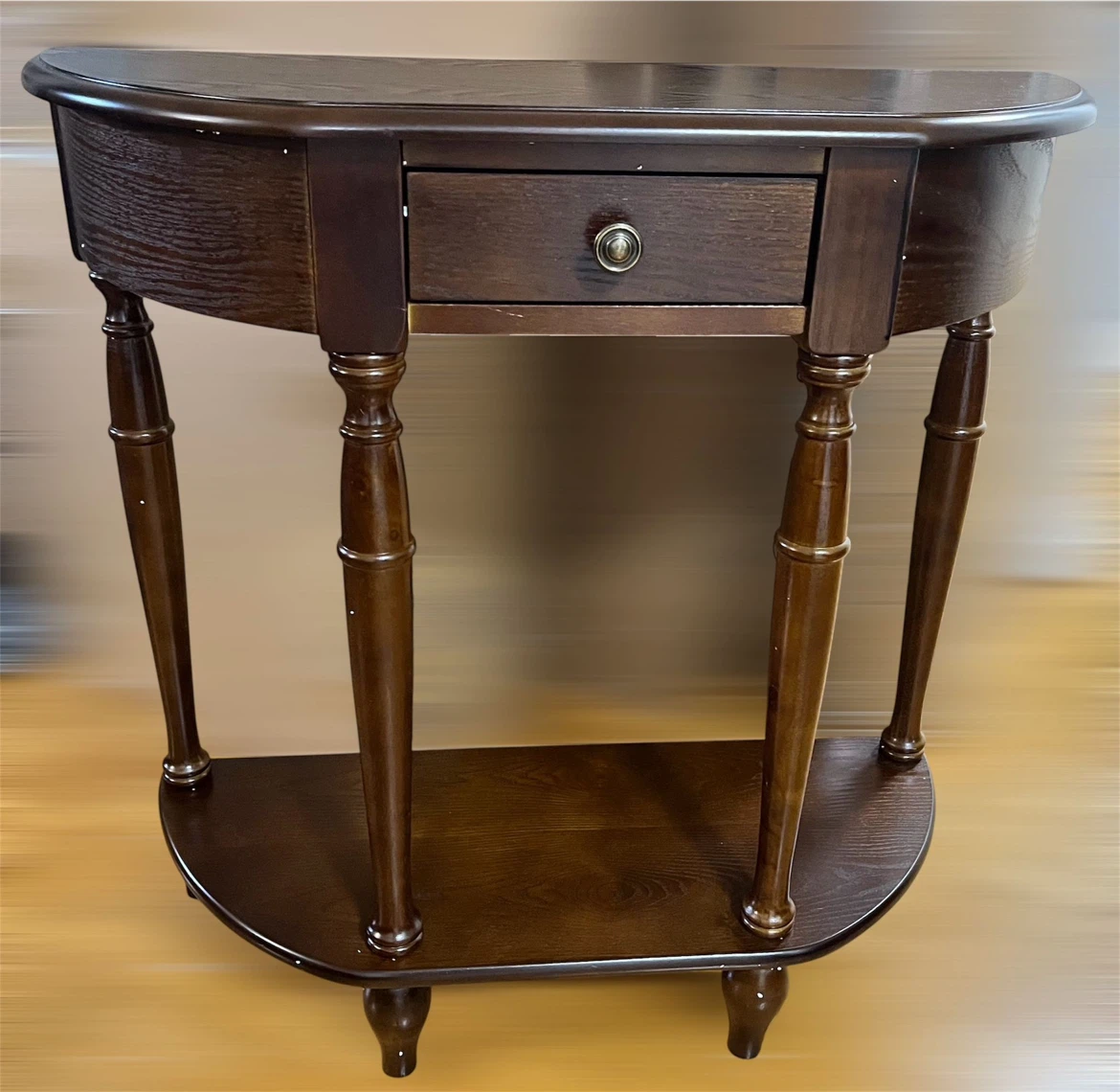 Dark Solid Wood Console Table with Drawer