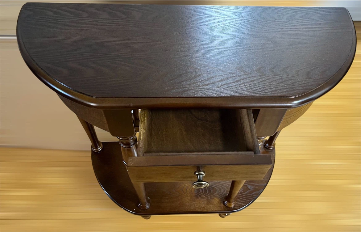 Dark Solid Wood Console Table with Drawer - photo 2