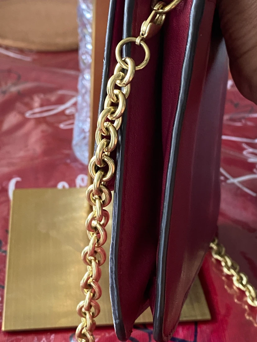 Coach Red Leather Shoulder Bag with Gold Chain - photo 5