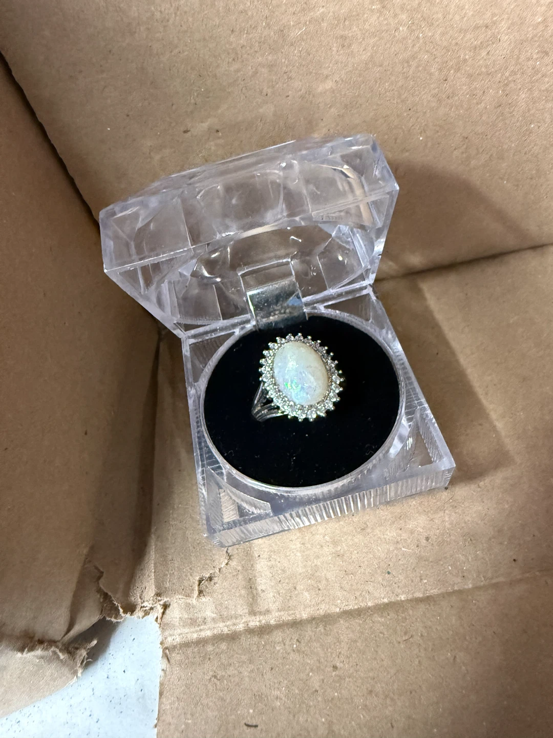 925 Opal and white topaz Ring