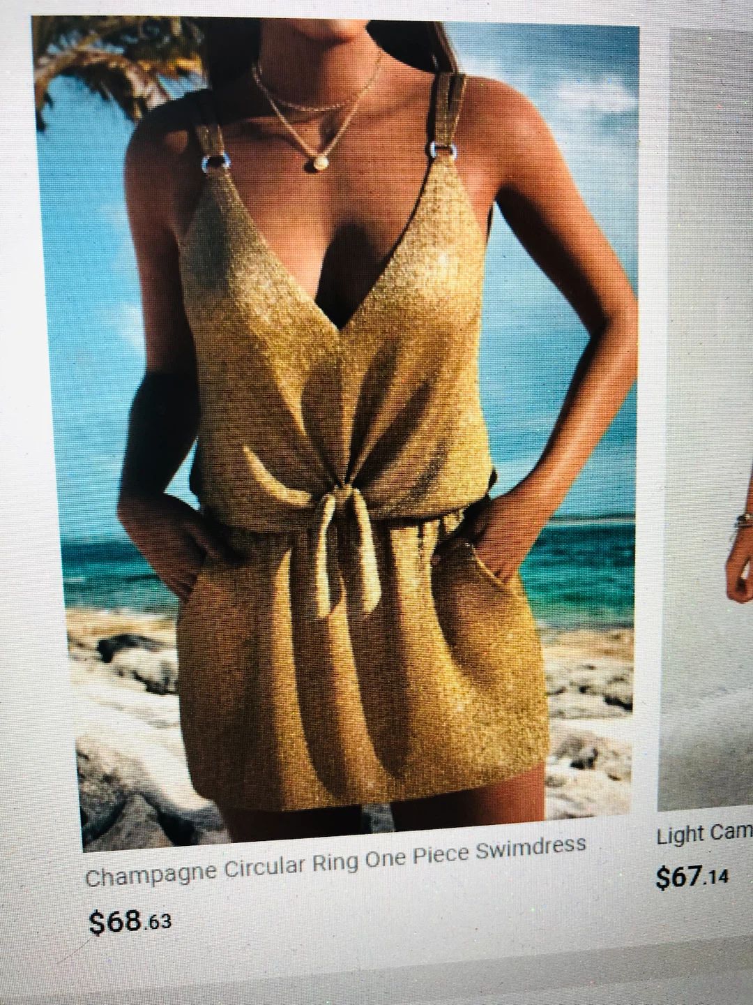 Champagne Circular Ring One Piece Swimdress