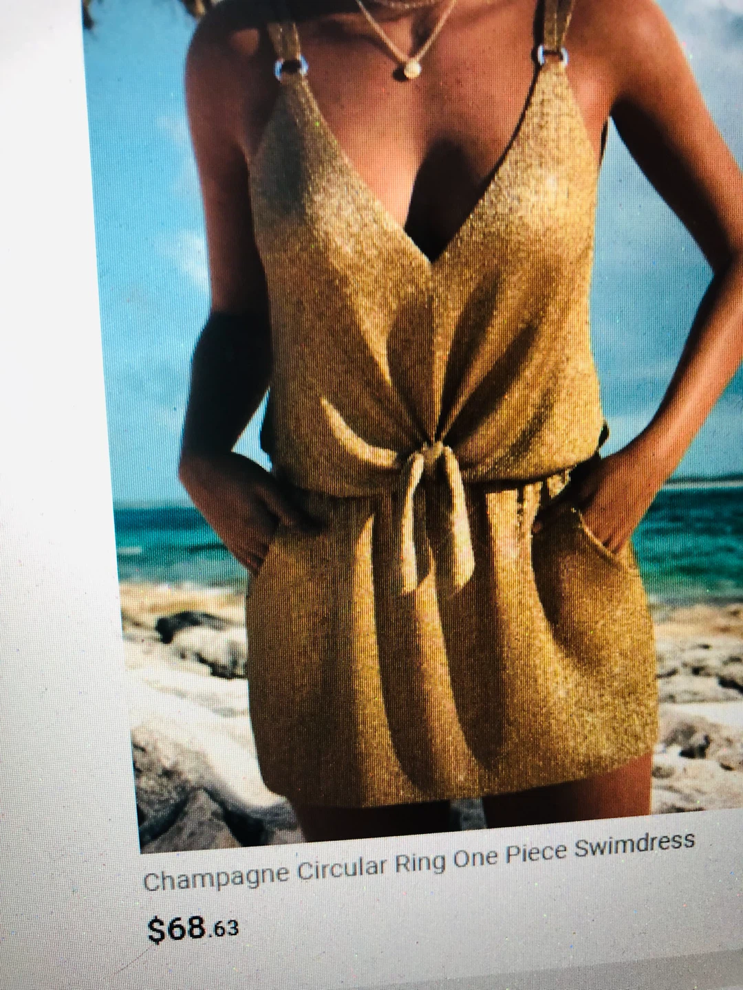 Champagne Circular Ring One Piece Swimdress - photo 2