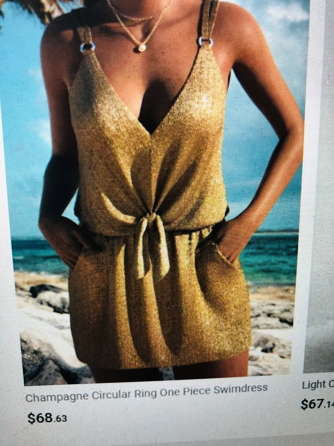 Champagne Circular Ring One Piece Swimdress - photo 3