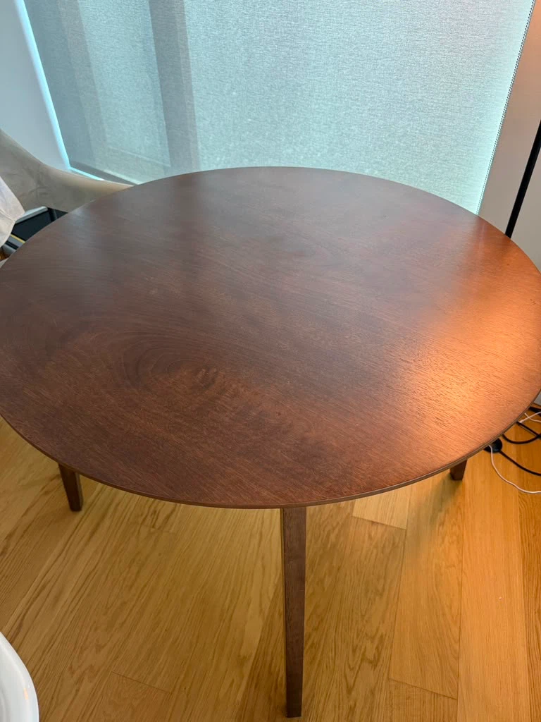 Round walnut dining table - photo 2