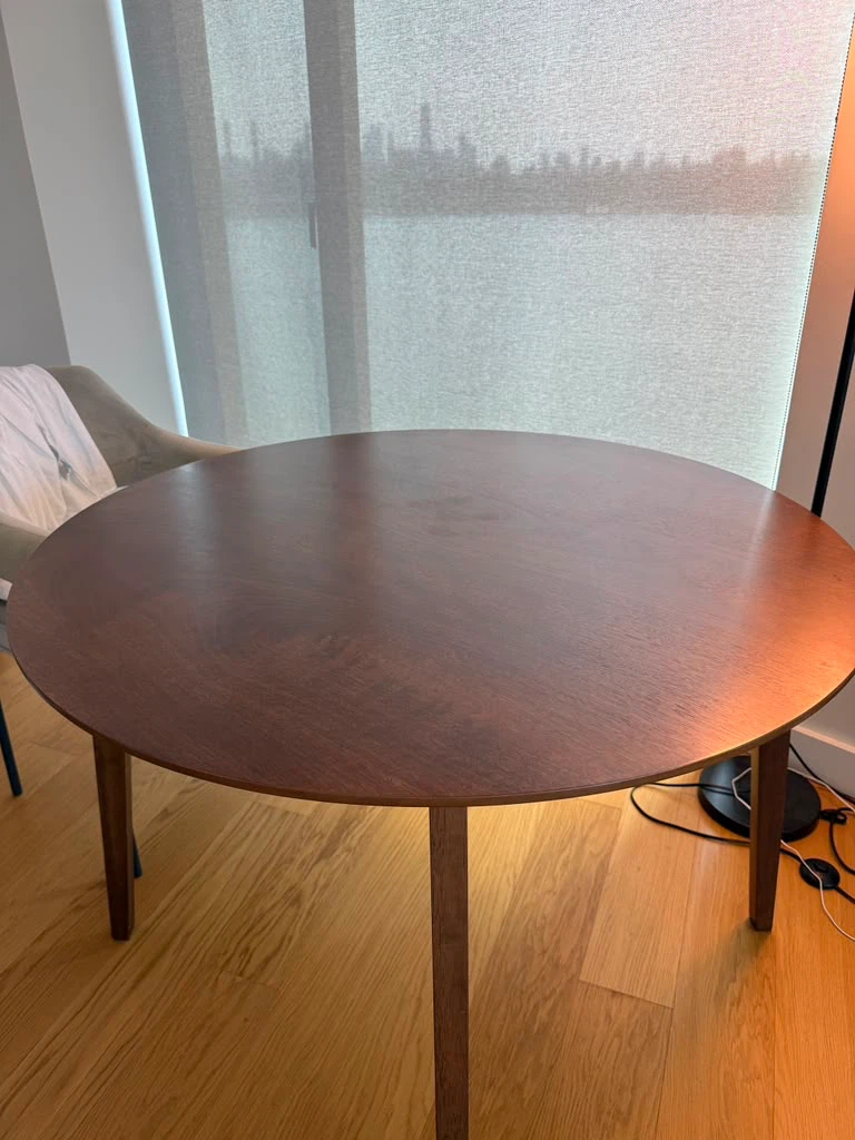 Round walnut dining table - photo 3