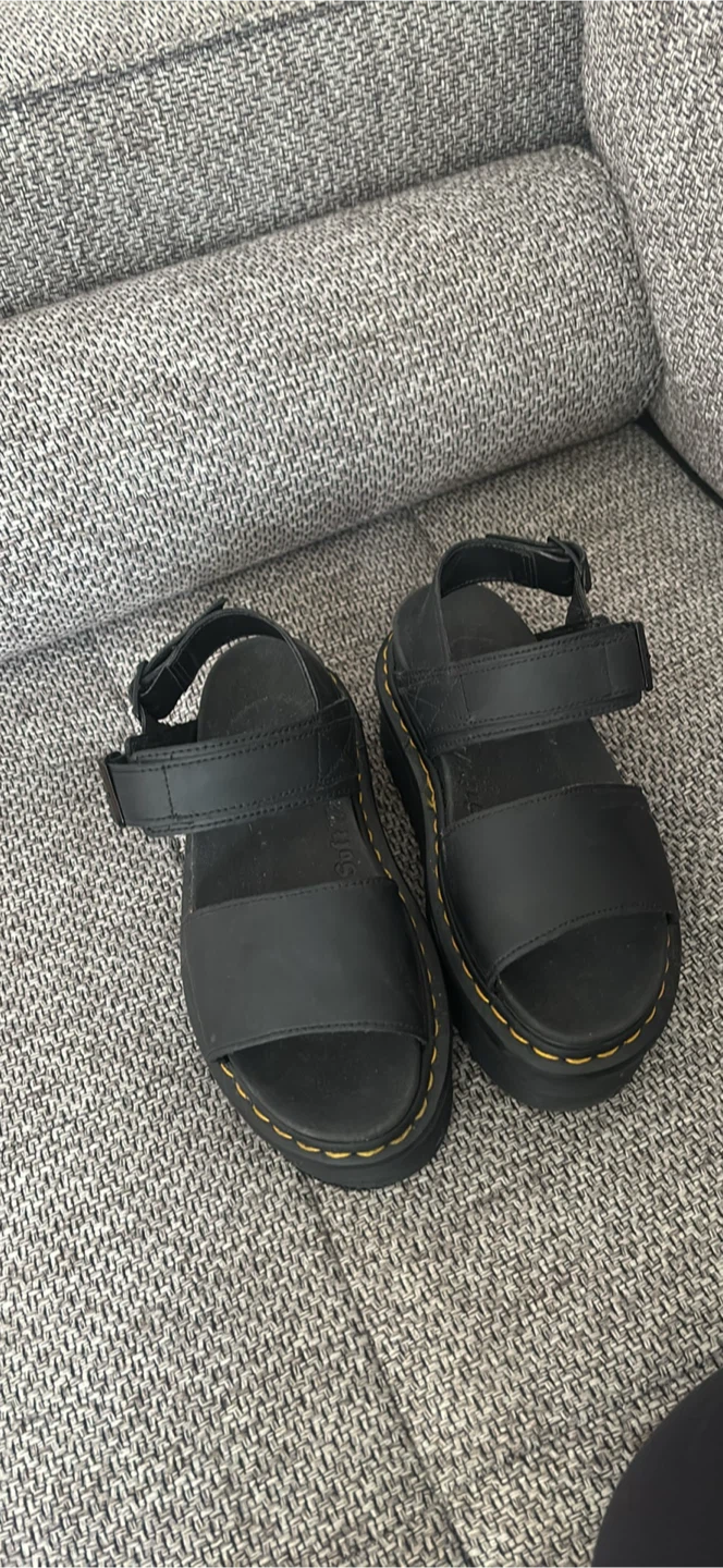 Dr. Martens Black Leather Platform Sandals
