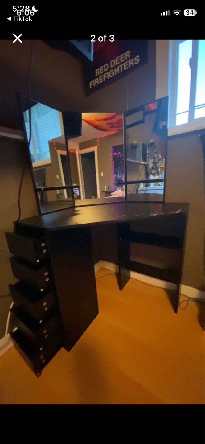 Black makeup desk