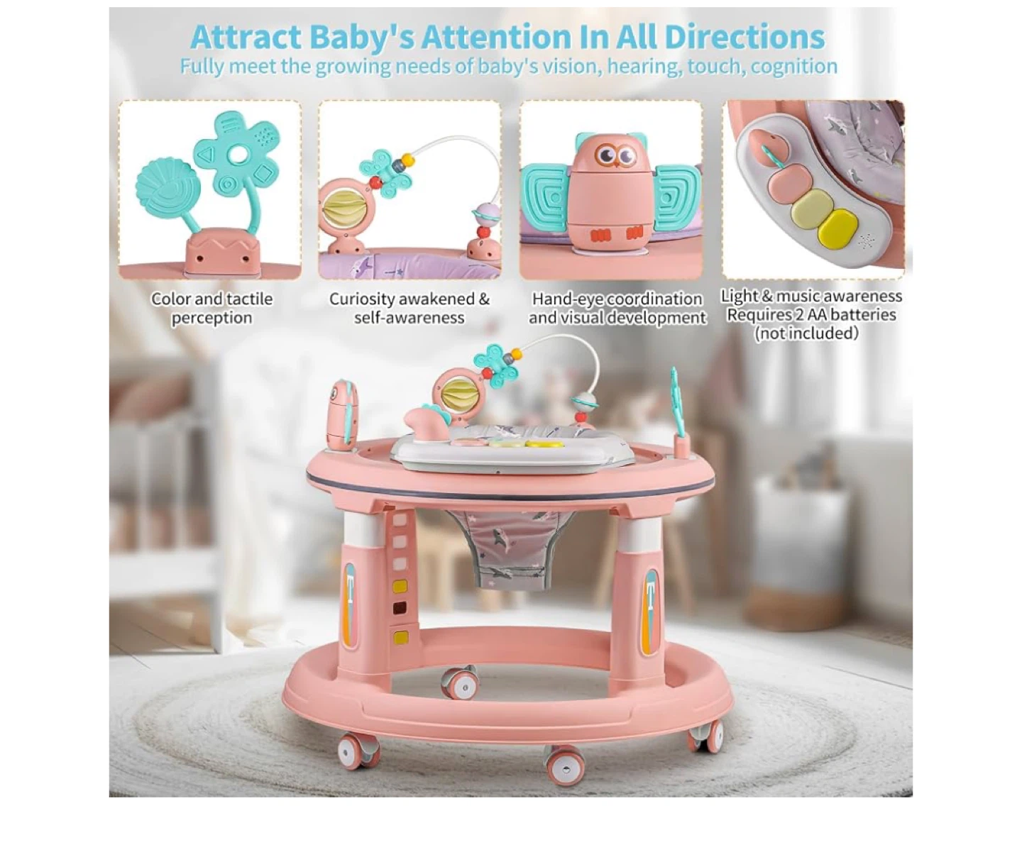 Pink Baby Activity Walker with Toys - photo 2