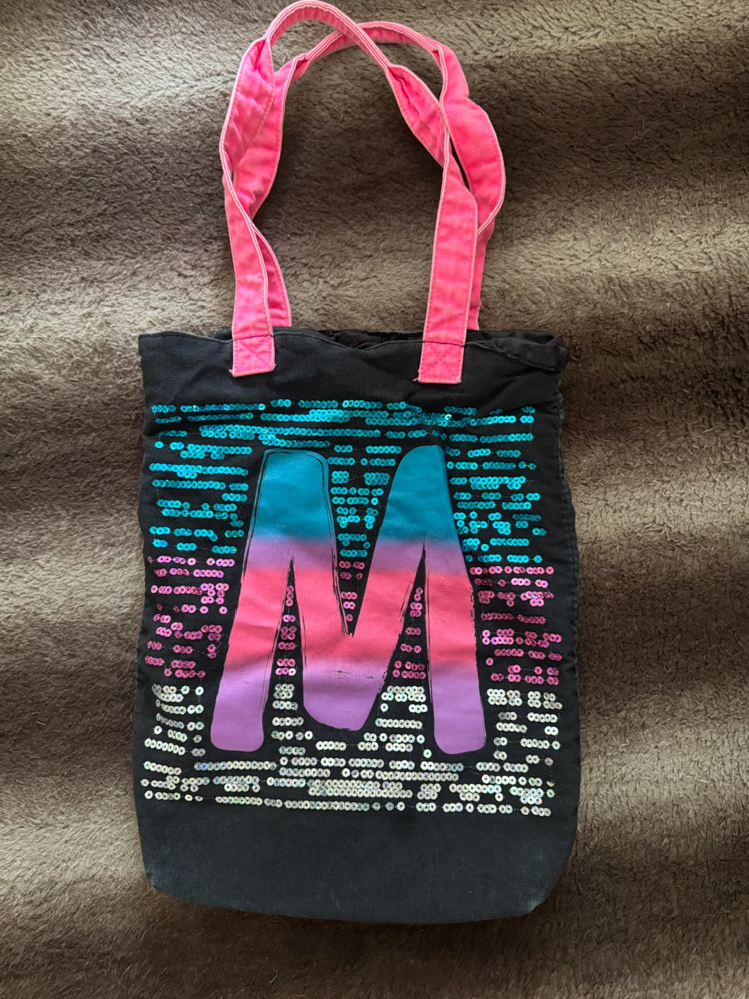 Tote Bag with "M" Sequin Design