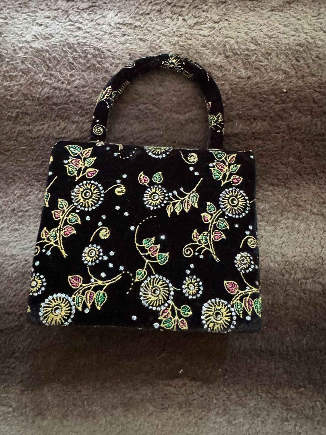 CK Black velvet purse with floral embroidery - photo 2