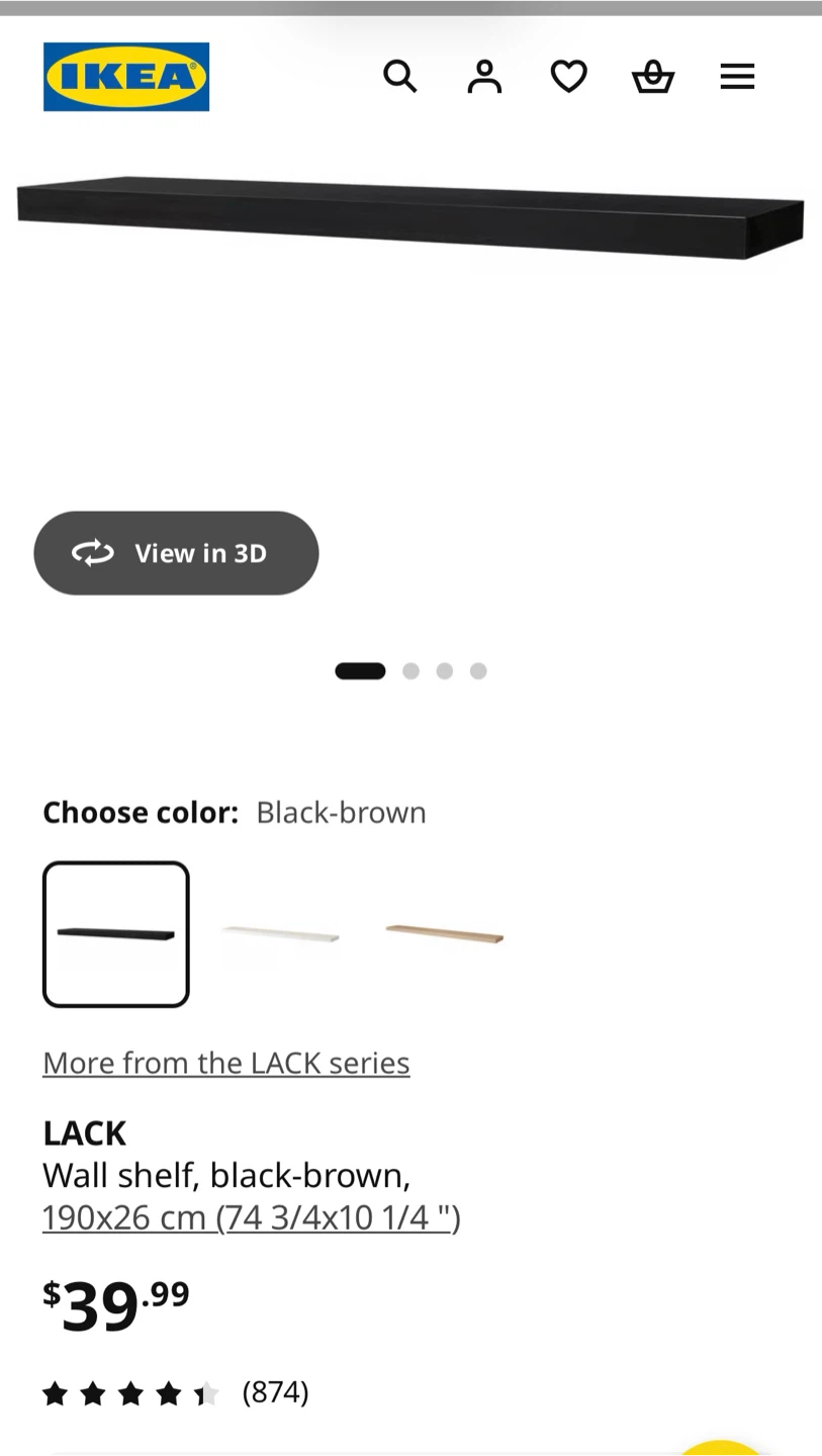 IKEA LACK Wall Shelves - Black-brown