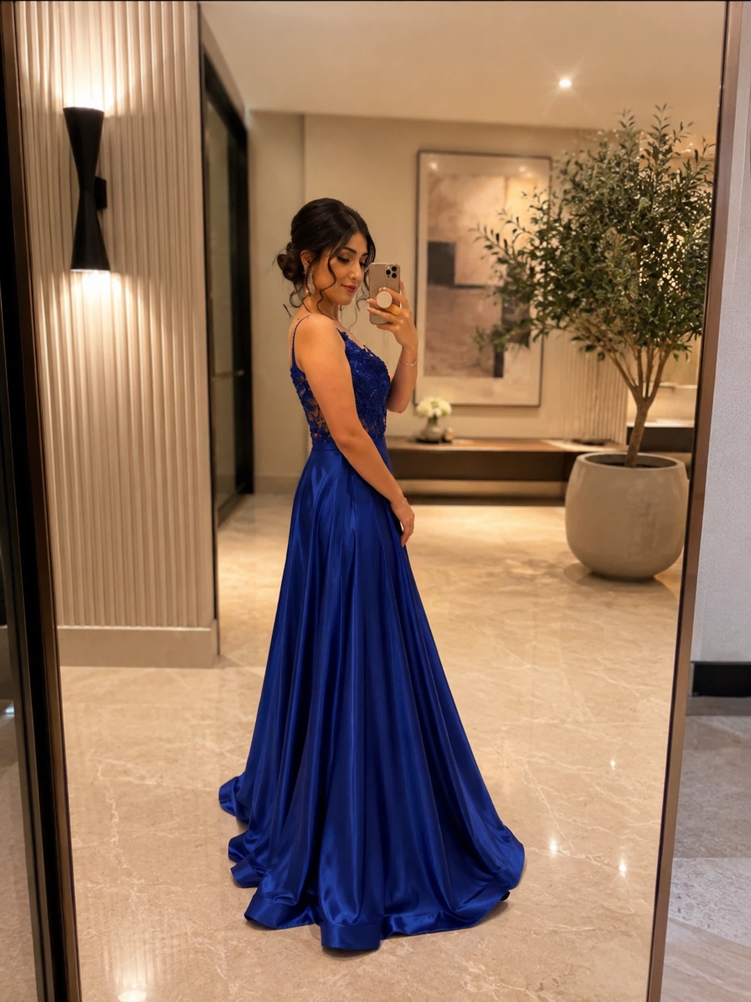 Royal Blue Lace Bodice Formal Gown - photo 2