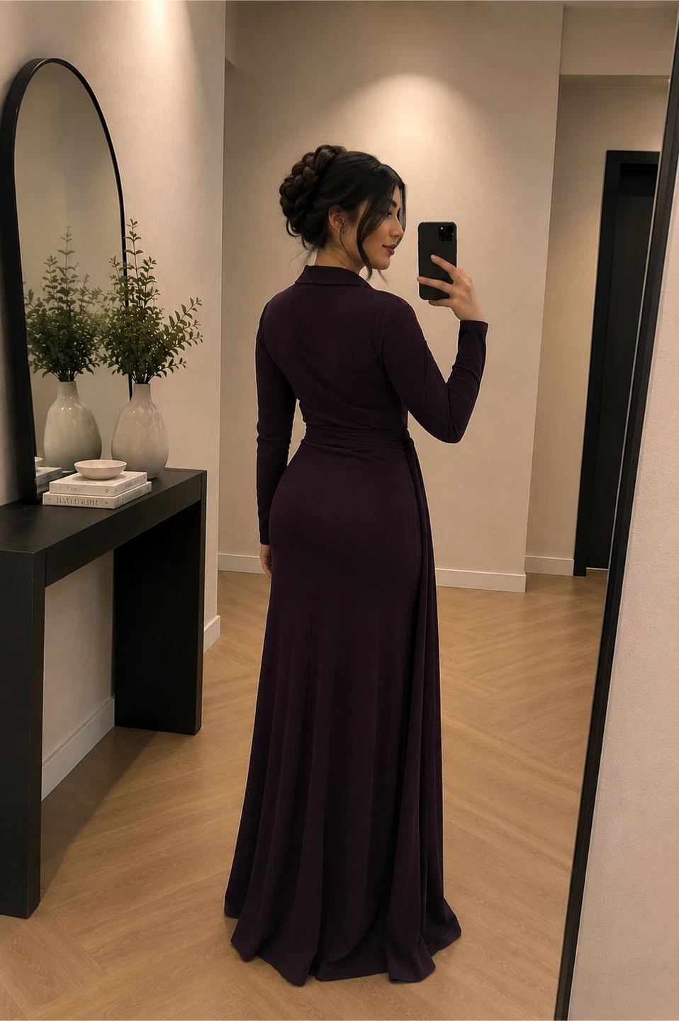 Women's Long Sleeve Maxi Dress with Slit - photo 3