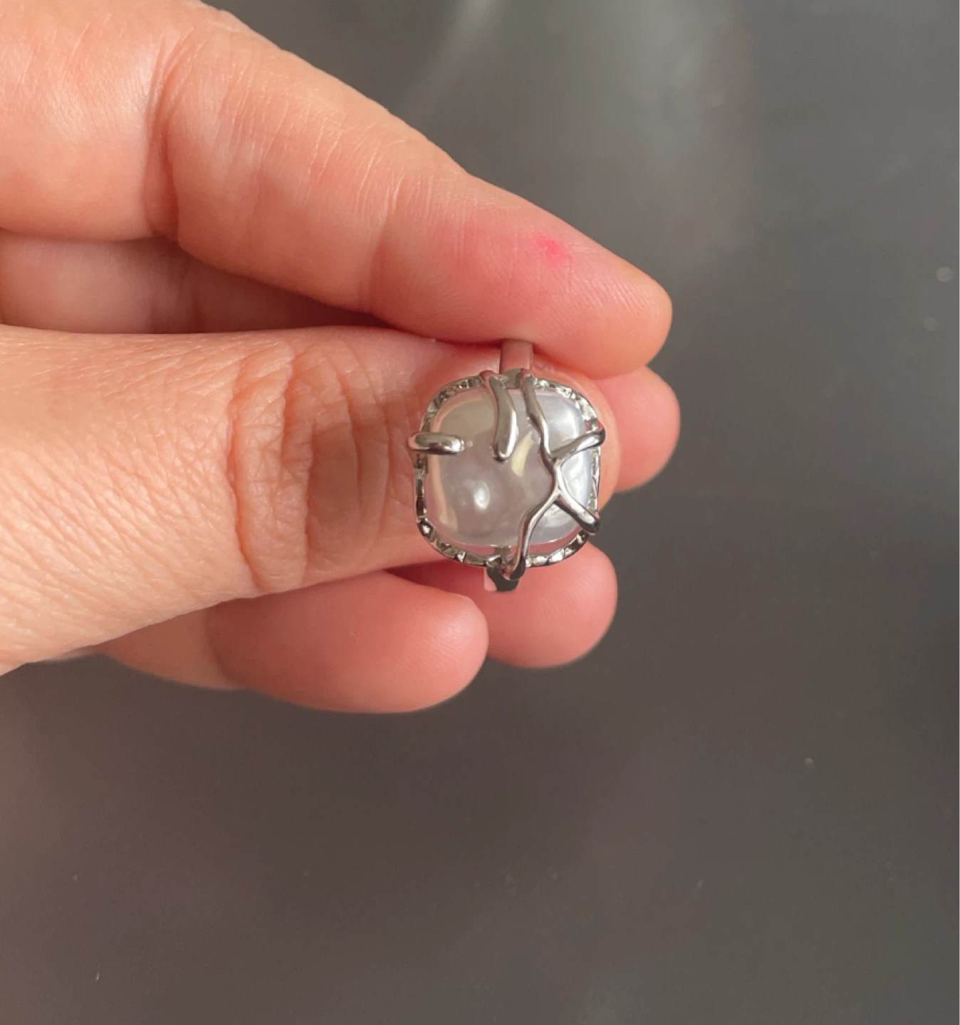 Adjustable sterling silver Pearl Ring