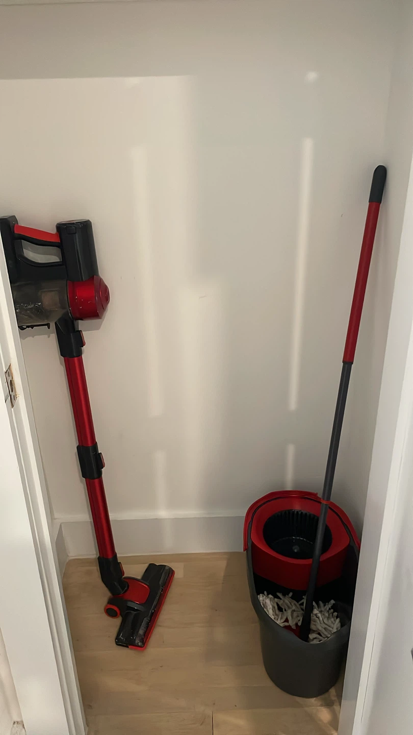 Red Handheld Vacuum and Mop Bucket Set