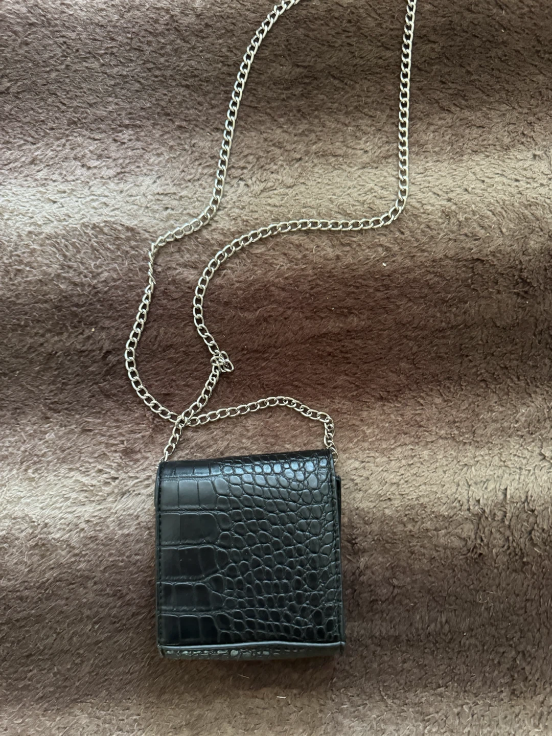 Black Crocodile Print Wallet with Chain - photo 2