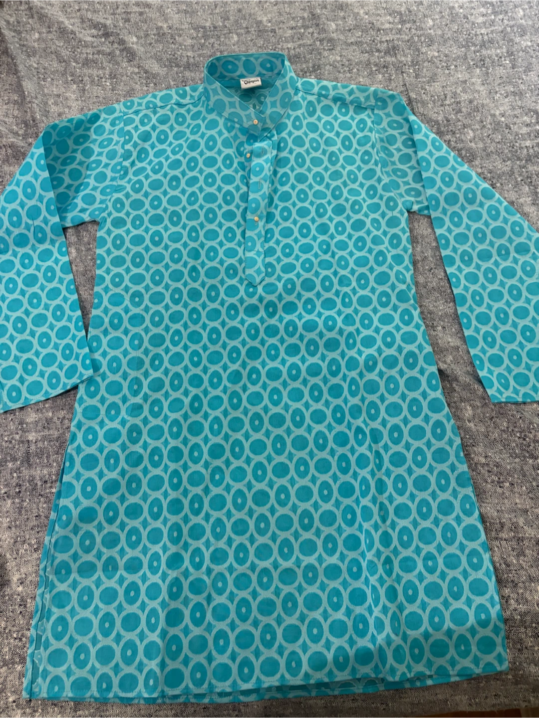 Turquoise Kurta with Circle Pattern - photo 2