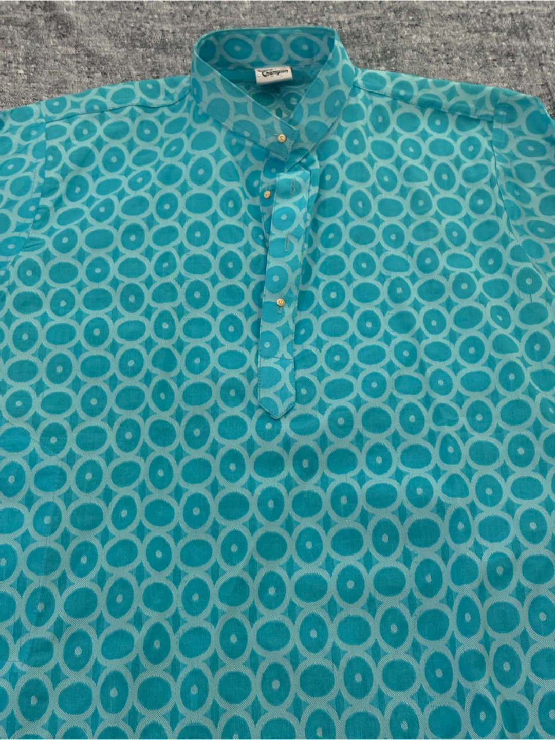 Turquoise Kurta with Circle Pattern - photo 3